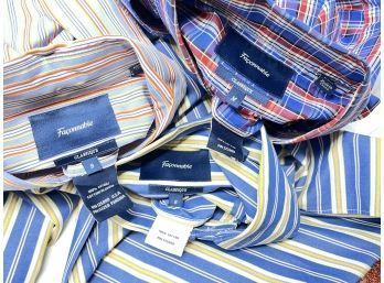 PERFECT FOR THE FRENCH RIVIERA!! LOT OF 3 MENS FACONNABLE PURE COTTON WILD STRIPE BUTTON DOWN SHIRTS SIZE S-M