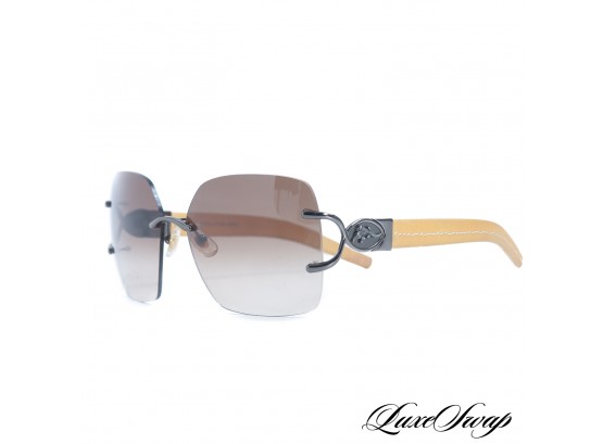 RARE LNWOB BARRY KIESELSTEIN CORD LEGALLY BLONDE RIMLESS LEATHER ARM SUNGLASSES
