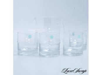 AUTHENTIC TIFFANY & CO CRYSTAL SET OF 4 GLASSES AND A PITCHER