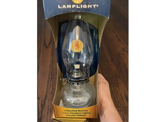 NIB ONE SINGLE Lamplight Glass Oil Lamps Emergency/idoor Or Outdoor Ambiance