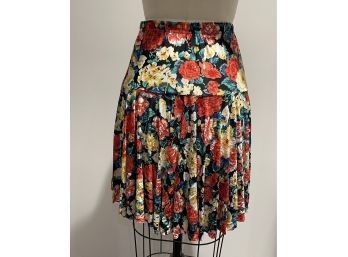 Anonymous Floral Red Green Slinky Skirt  Not Tag No Size