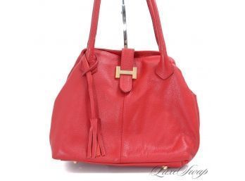 #4 YOU KNOW WHAT THEYRE GONNA THINK! AWESOME COURAGE B MADE IN ITALY CHERRY RED LARGE BAG WITH GOLD H LOCK