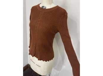 Anonymous Saddle Brown Fitted Ribbed Long Sleeve Sweater