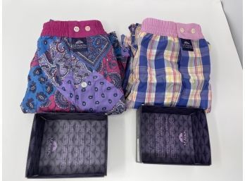 #14 $100 MENS BRAND NEW WITH TAGS MADE IN ITALY LOT OF 2 MCALSON BANDANA PAISLEY & TARTAN BOXER SHORTS XXL