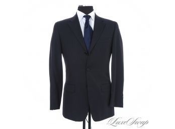DISTINGUISHED MENS VALENTINO MADE IN ITALY NAVY BLUE BANKER STRIPE 3 BUTTON 2 VENT BLAZER JACKET 48