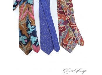LOT X 3 ORIGINAL AND SCARCE VINTAGE GIANNI VERSACE SILK MENS TIES IN ICONIC WILD PATTERNS!