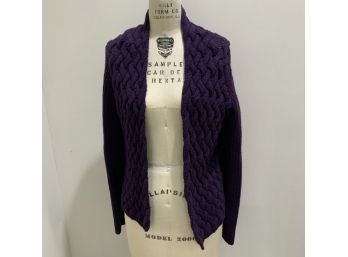 Classique Entier Eggplant Purple Weave Cardigan Sweater M