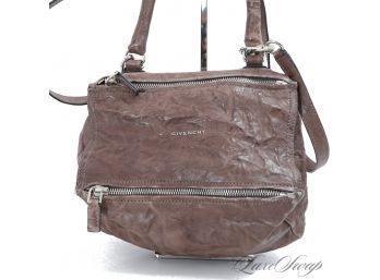 $2150 NEAR MINT AUTHENTIC GIVENCHY PARIS MADE IN ITALY 'PANDORA' LARGE SIZE 12' TUMBLED BROWN HANDBAG