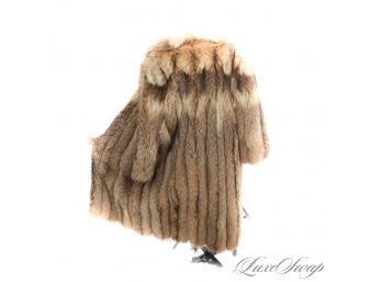 WHAT AN IMPRESSION! MASSIVE GENUINE FUR BROWN CHUBBY FLOOR LENGTH COAT - WOWWWW!