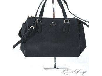 PERFECT DAILY CARRY! KATE SPADE NEW YORK BLACK SAFFIANO LEATHER LARGE 14' BAG WITH 3 GUSSETS & SHOULDER STRAP