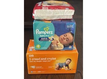 Lot Of 3 Diapers Size 2/3/4 Huggiespamperscvs