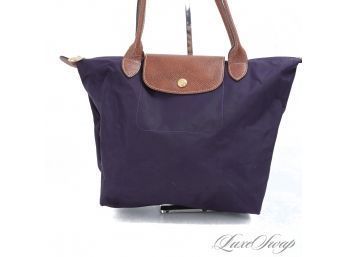 AUTHENTIC LONGCHAMP PARIS MADE IN FRANCE DEEP AMETHYST PURPLE 'LE PLIAGE' COLLAPSIBLE SMALL SIZE BAG