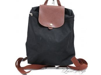 THIS ONE IS AWESOME! AUTHENTIC LONGCHAMP MADE IN FRANCE 'LE PLIAGE SAC A DOS' BLACK MICROFIBER BACKPACK BAG!