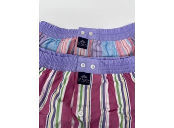 #7 BRAND NEW WITH TAGS MADE IN ITALY LOT OF 2 MCALSON MULTICOLOR STRIPE BOXER SHORTS SIZE XL