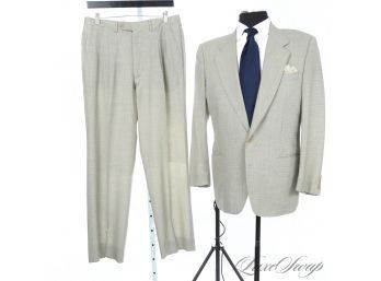 YOU'LL LOOK GOOD! MENS FG BODNER MADE IN ITALY TROPICAL WEIGHT BLONDE BEIGE MINI CHECK 2 PIECE SUIT 50 / 40 US