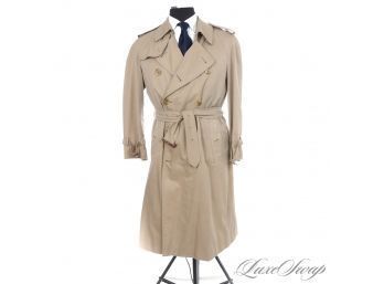 #2 ULTIMATE FALL! MENS BURBERRY LONDON ICONIC KHAKI TAN TARTAN NOVACHECK LINED BELTED TRENCH COAT  LINER 50 R