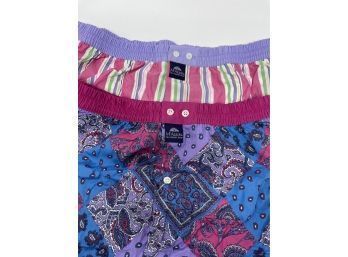#11 BRAND NEW WITH TAGS MADE IN ITALY LOT OF 2 MCALSON MULTICOLOR STRIPE & PAISLEY BOXER SHORTS SIZE XXL