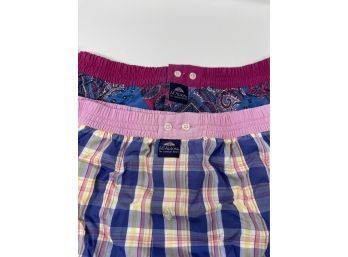 #15 BRAND NEW WITH TAGS MADE IN ITALY LOT OF 2 MCALSON MULTICOLOR PAISLEY & CHECKER BOXER SHORTS SIZE XXL
