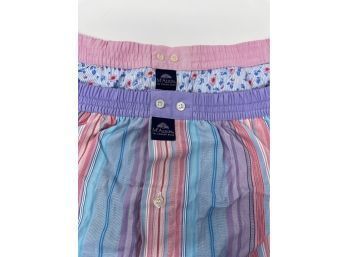 #13 BRAND NEW WITH TAGS MADE IN ITALY LOT OF 2 MCALSON MULTICOLOR STRIPE & FLORAL STRIPE BOXER SHORTS SIZE XXL