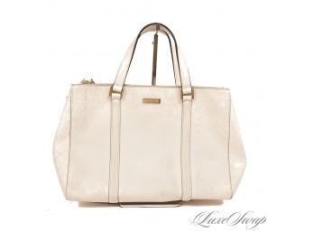 #45 AN XLARGE SIZE KATE SPADE WHITE SAFFIANO LEATHER TRIPLE COMPARTMENT CLASSIC DOUBLE STRAP TOTE BAG