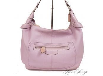 #1 INCREDIBLE COLOR! COACH LILAC LAVENDER TUMBLED LEATHER ZIP TOP HOBO SHOULDER LARGE 17' BAG