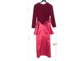 PHENOMENAL WOMENS FLORAL BALLROOM CUSTOM MADE PINK & RICH RED DRESS