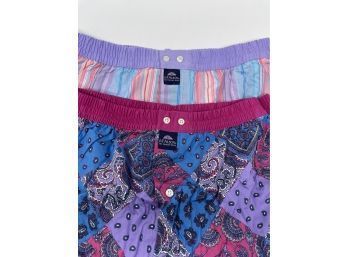 #8 BRAND NEW WITH TAGS MADE IN ITALY LOT OF 2 MCALSON MULTICOLOR PAISLEY & STRIPE BOXER SHORTS SIZE XL
