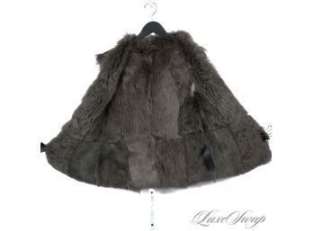 EXCEPTIONAL AND NEAR MINT RACHEL ROY BROWN SUEDE FULL LONG HAIR FUR SHEARLING BOHO VEST XS