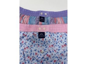 #6 BRAND NEW WITH TAGS MADE IN ITALY LOT OF 2 MCALSON MULTICOLOR STRIPE & FLORAL STRIPE BOXER SHORTS SIZE XL