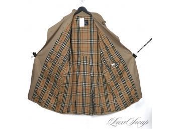 #1 ULTIMATE FALL! MENS BURBERRY LONDON ICONIC KHAKI TAN TARTAN NOVACHECK LINED BELTED TRENCH COAT 38 S