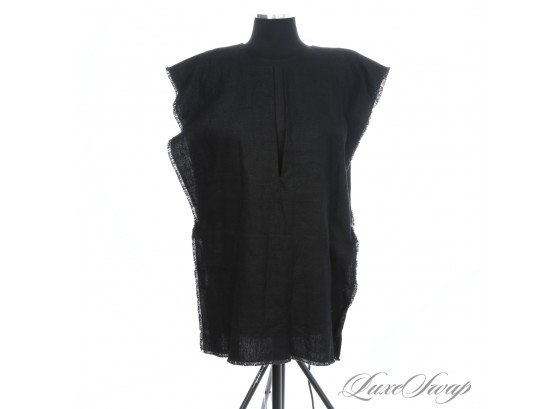 NEAR MINT AND RECENT WOMENS MATTEAU BLACK LINED OPEN SIDES SHREDDED EDGE VEST MADE IN AUSTRALIA 6