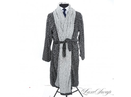 RIDICULOUSLY COOL MENS MISSONI TOP TIER HOME COLLECTION BLACK AND WHITE CHEVRON SHAWL COLLAR ROBE L
