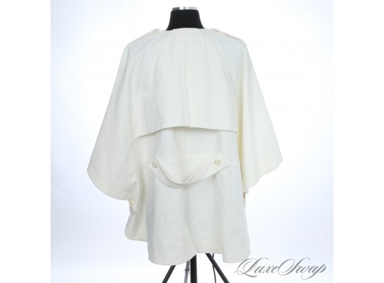 INSANE BRAND NEW WITH TAGS $1295 BURBERRY TOP TIER OPTIC WHITE RIBBED THICK CAPE / PONCHO US 12