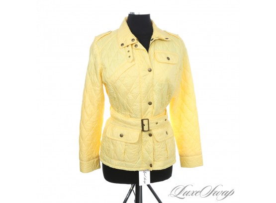 FANTASTIC AND MODERN BARBOUR OF ENGLAND WOMENS LEMON YELLOW MICROFIBER PADDED QUILTED JACKET 8