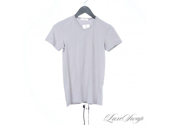 MODERN AND MINIMALIST MENS VERSACE COLLECTION DOVE GREY SOLID V-NECK TEE SHIRT S