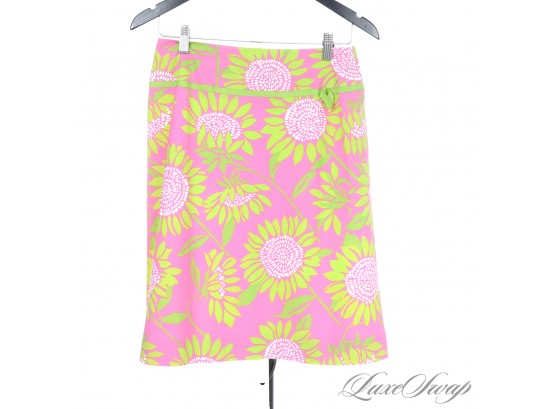 ALL TIME PREPPY ICONIC LILLY PULITZER PINK AND GREEN SUNFLOWER FLORAL PRINT SKIRT 4