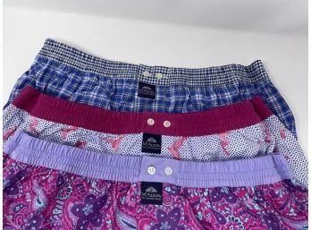 #8 BRAND NEW WITH TAGS MADE IN ITALY LOT OF 3 MCALSON CHECKERBOARD, LADY, & PAISLEY BOXER SHORTS SIZE XL
