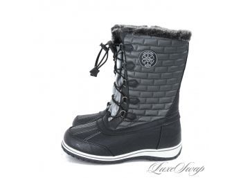 BRAND NEW IN BOX TOTES 'CLEO' BLACK AND GREY WATERPROOF SHERPA LINED MUKLUK WOMENS BOOTS SHOES 8