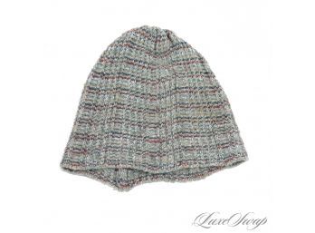WINTER READY! AUTHENTIC VINTAGE MISSONI MADE IN ITALY MULTICOLOR SILK BLEND MARLED SPECKLED BEANIE HAT OSF