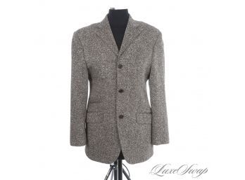 WINTER PERFECT AND UBER LUXE WOMENS BURBERRY LONDON BROWN DONEGAL TWEED SPECKLED BLAZER JACKET