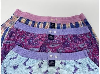 #9 BRAND NEW WITH TAGS MADE IN ITALY LOT OF 3 MCALSON CHECKERBOARD, LADY, & PAISLEY BOXER SHORTS SIZE XL