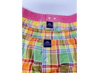 #4 BRAND NEW WITH TAGS MADE IN ITALY LOT OF 2 MCALSON TARTAN BOXER SHORTS SIZE M