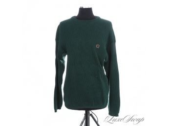ALL TIME ICONIC MENS TOMMY HILFIGER BILLIARD GREEN RIBBED LOGO CREST CREWNECK SWEATER M