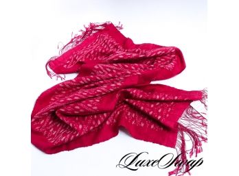 BRAND NEW WITH TAGS MULBERRIES MADE IN LAOS PURE SILK RASPBERRY SHANTUNG SHAWL WRAP SCARF