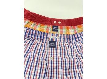 #3 BRAND NEW WITH TAGS MADE IN ITALY LOT OF 2 MCALSON CHECKERBOARD & TARTAN BOXER SHORTS SIZE M
