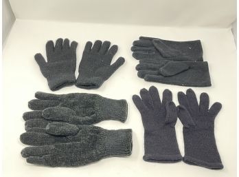 THESE'LL KEEP YOU WARM!! LOT OF 4 WOMENS BLACK & GREY KNIT WINTER GLOVES