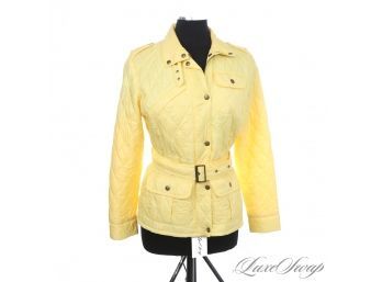 FANTASTIC AND MODERN BARBOUR OF ENGLAND WOMENS LEMON YELLOW MICROFIBER PADDED QUILTED JACKET 8