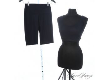 FULL RIG - NOT CHEAP AND NEAR MINT WARDROBE NYC BLACK STRETCH CROPPED TANK TOP AND BIKER SHORTS L