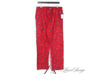 BRAND NEW WITH TAGS MENS POLO RALPH LAUREN RED FLANNEL ALLOVER 'POLO BEAR' PAJAMA PANTS L