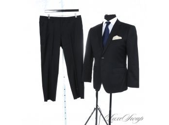RECENT AND NEAR MINT MENS BONOBOS SOLID BLACK STRETCH WOOL SLIM FIT ULTRA MODERN SUIT 40 SHORT